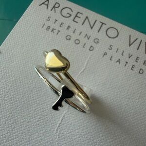 Set of 2 - Key and  Heart Open Rings